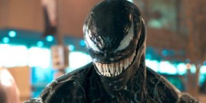A scene used in the trailer of "Venom" (2018), where Venom smiles gleefully before eating someone alive.