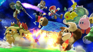 A promotional image for 8-player Super Smash Bros.