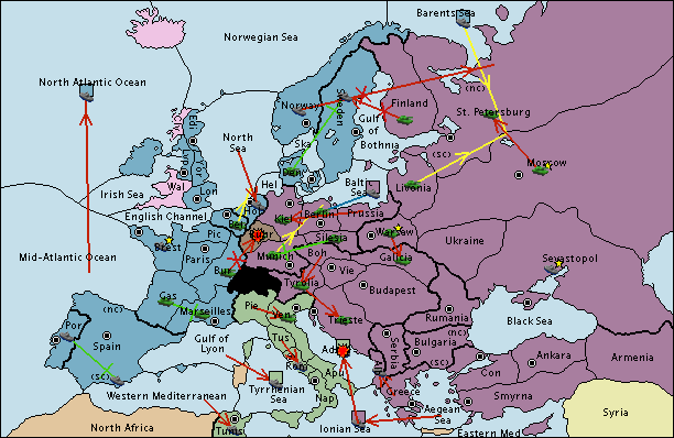 Autumn 1916 - Screenshot of a relevant diplomacy game state