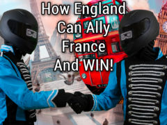 An English Brobot shakes hands with a French Brobot. Text: How England Can Ally France and WIN!