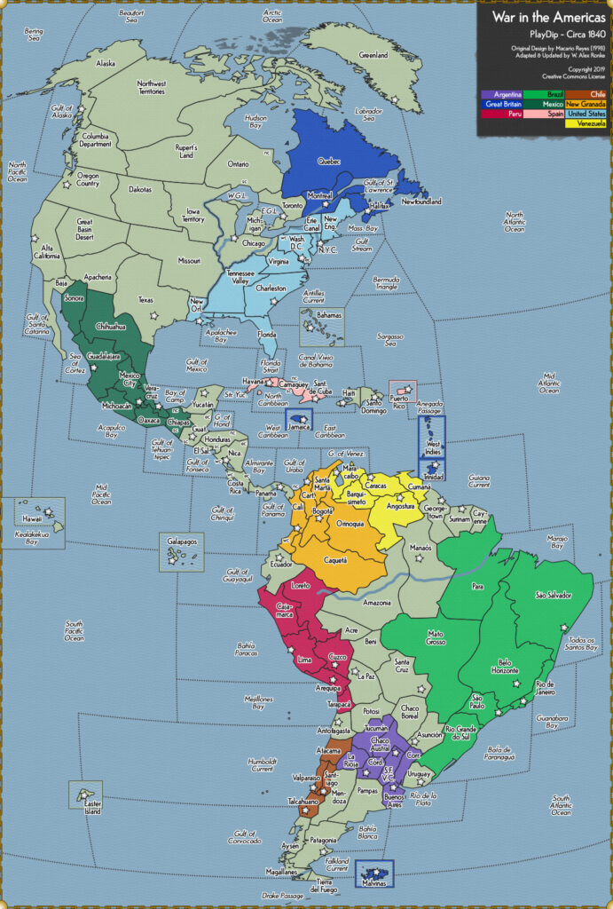 "War in the Americas" Starting Map (no units displayed)
